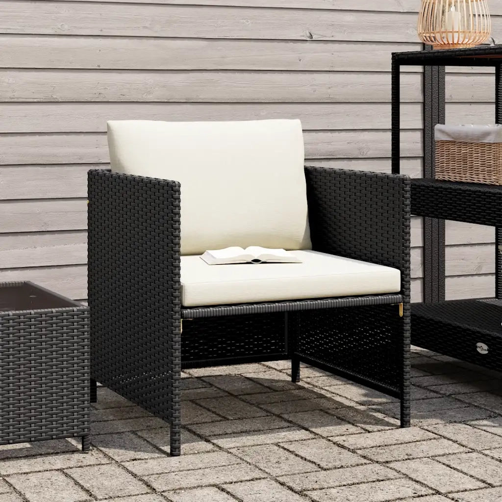 Poltrona da Giardino con Cuscini in Polyrattan Nero 313510