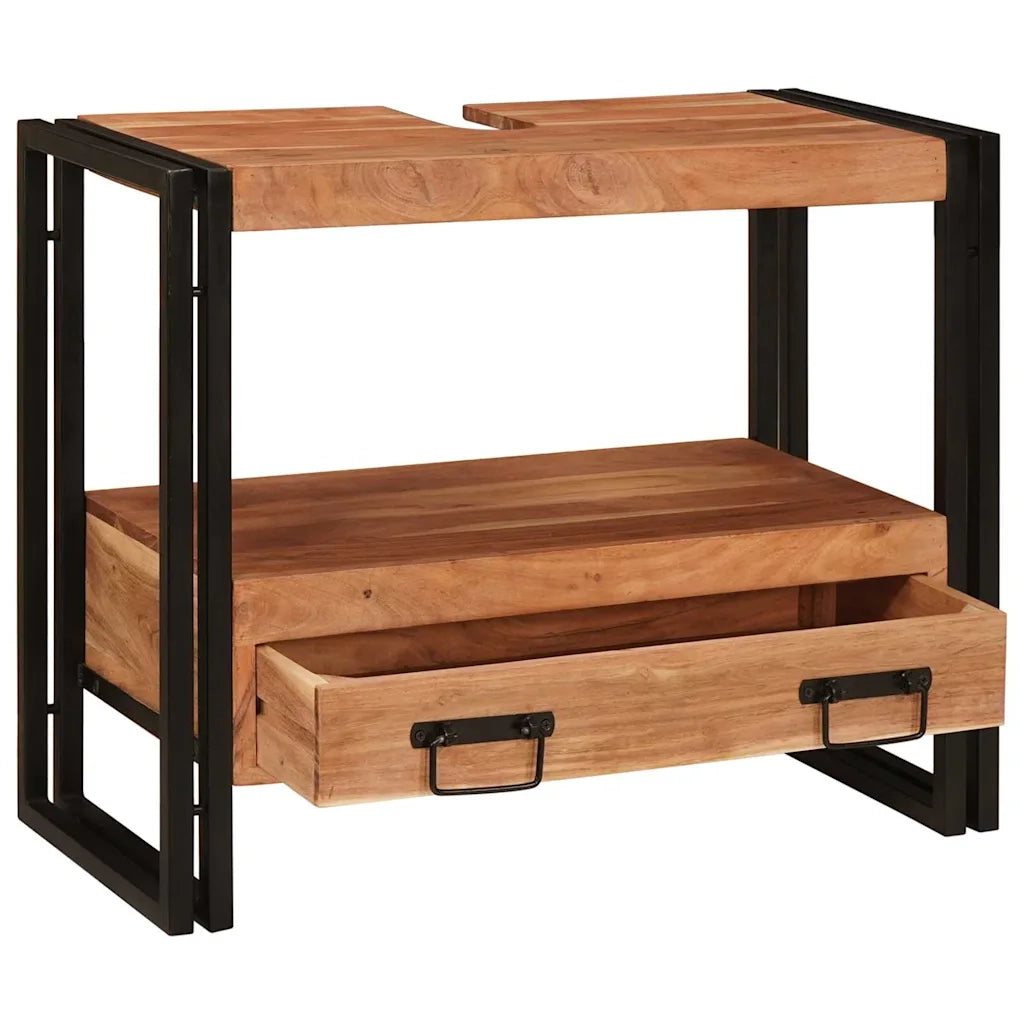 Mobile Sottolavabo-Armadietto da bagno Legno massello di acacia e ferro