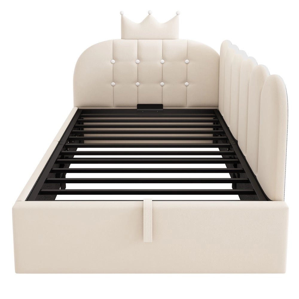 Letto Imbottito Daybed con Contenitore ¨C Xylo ¨C Velluto Beige 90x190