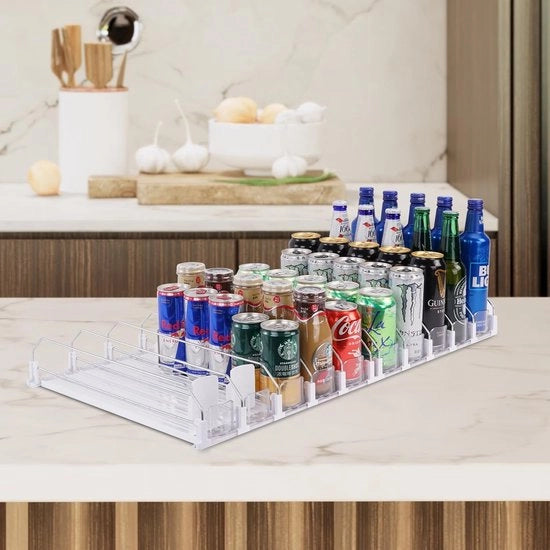 Organizzatore automatico per bottiglie di birra e bibite in vetro per frigorifero, capacità 25 bottiglie, dimensioni 330ML, 440ML, 500ML