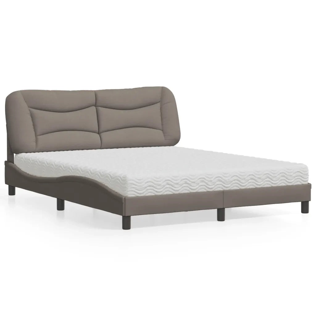 Letto con Materasso Hvar Tortora 160x200 cm in Tessuto