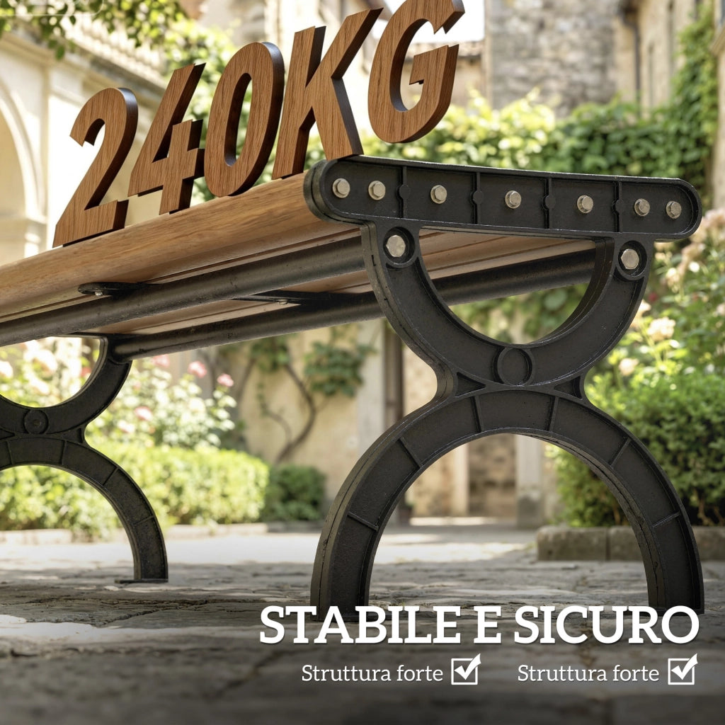 Panchina da giardino 2 posti ¨C Xylo ¨C metallo nero effetto legno 124x39x39 cm