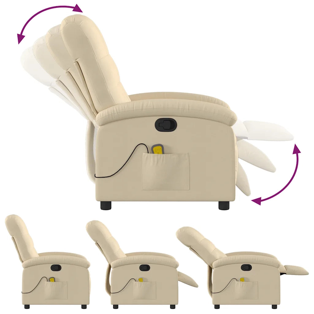 Poltrona reclinabile massaggiante in Tessuto Crema 3205387