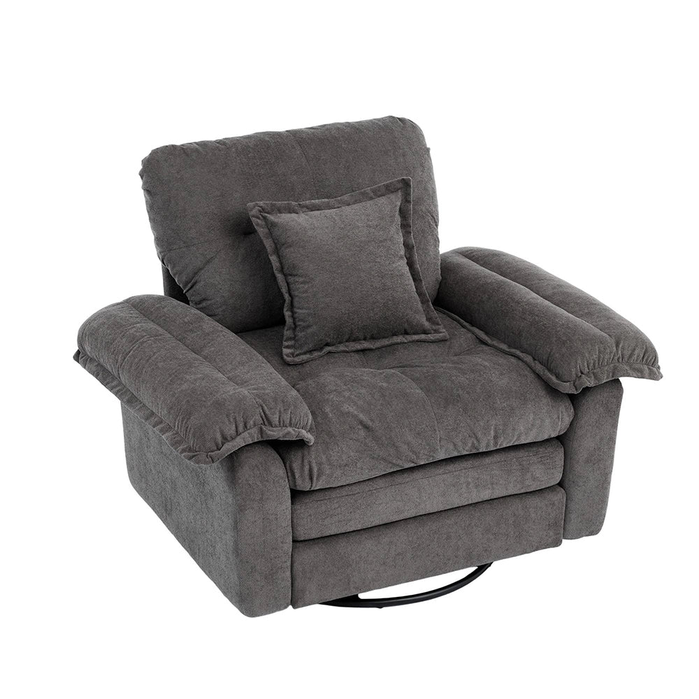 Poltrona girevole 360¡ã oversize in chenille - Xylo - Con cuscino di supporto per camera, soggiorno e cameretta