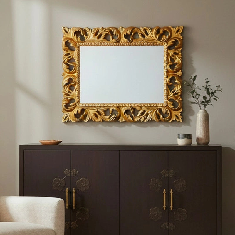 Specchiera Madrid con decoro in stile barocco oro