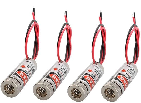 Modulo Laser Raddrizzatore a 4 pezzi con Focalizzazione Regolabile - 650nm - Risorsa Metallica - 3-5V - 650nm
