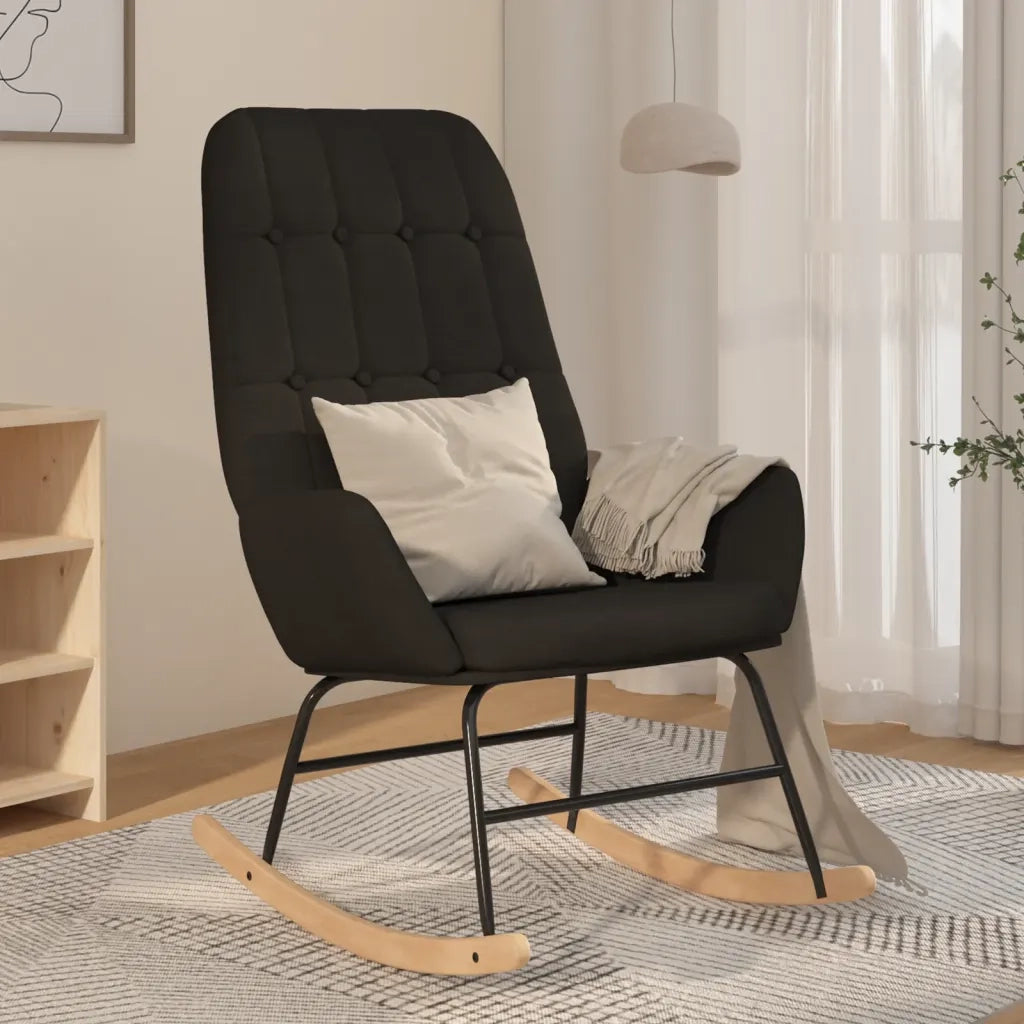 Sedia a Dondolo Nera in Tessuto 341259