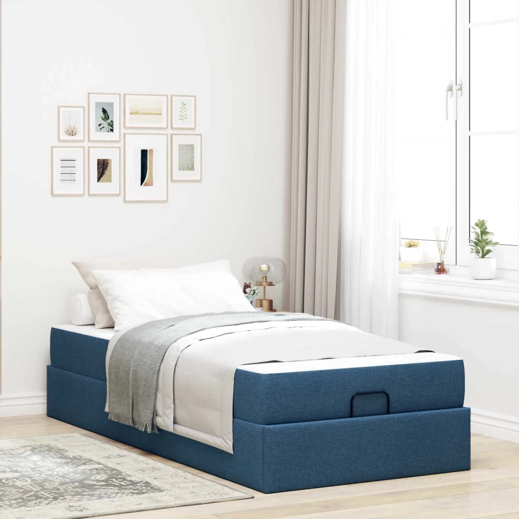 Letto singolo | Letto per adulti | Struttura letto con materasso 2 pcs Blu Tessuto
