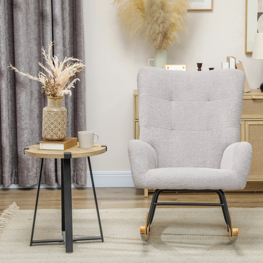 Poltrona Dondolo Imbottita ¨C Minimal ¨C Grigio Chiaro