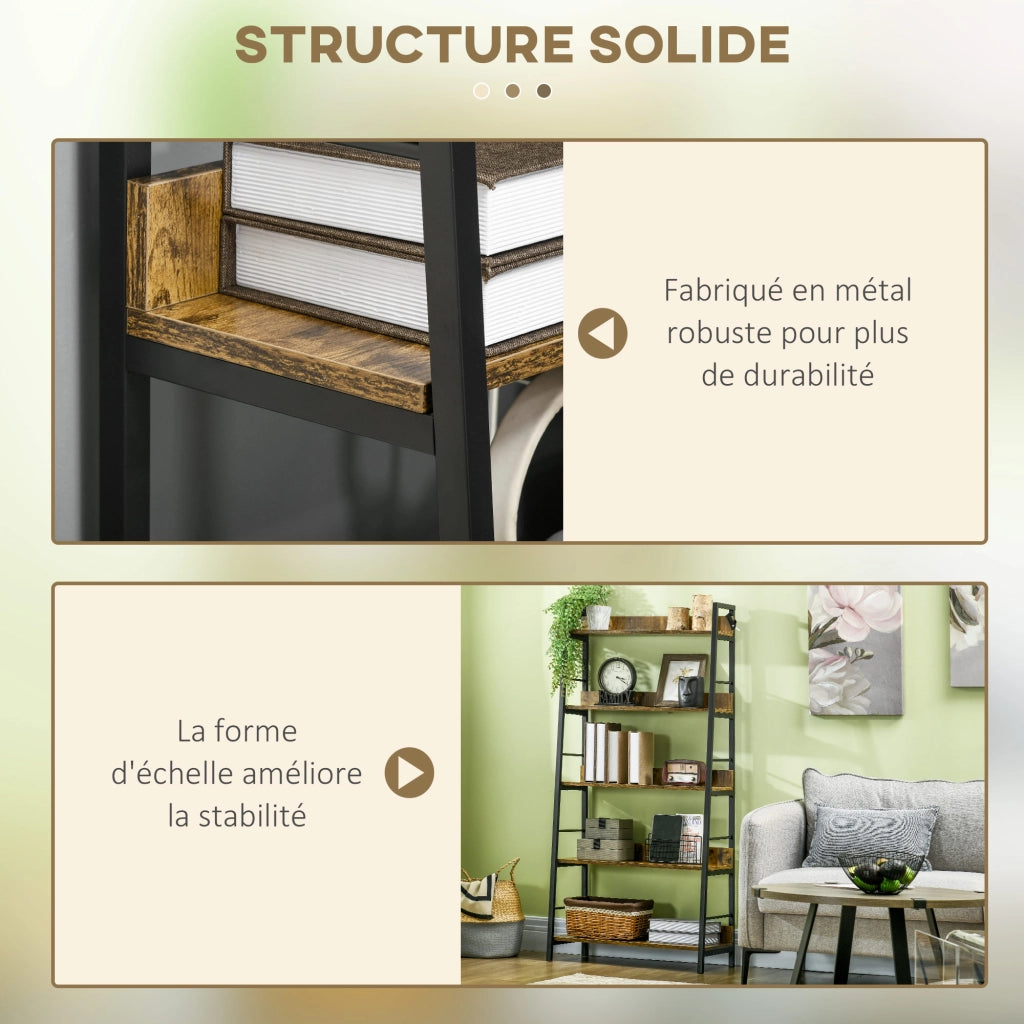 Libreria Scaffale 5 Livelli Stile Industriale ¨C Minimal ¨C 70x35x150 cm