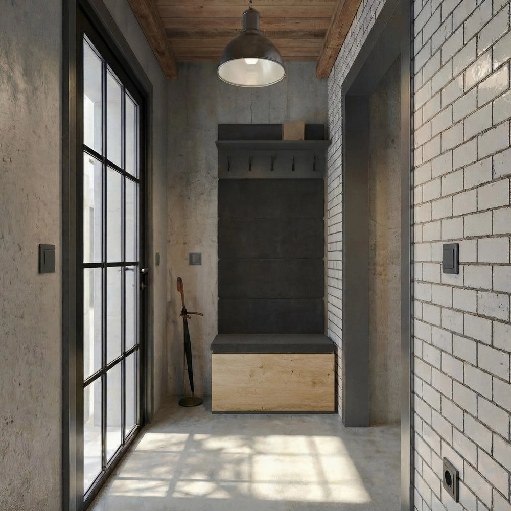 Appendiabiti + mobile LIOR nero / rovere artisan per ingresso