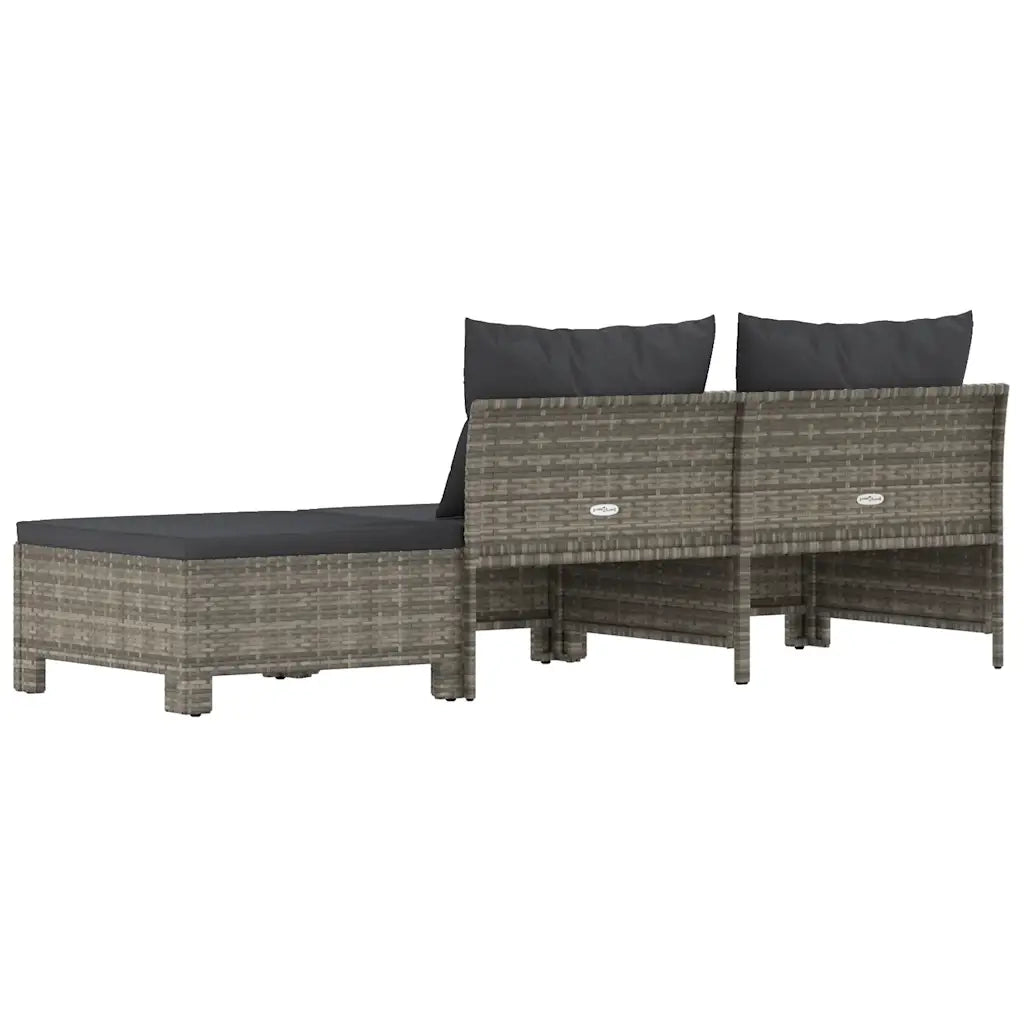 Set da giardino 3 pz | Set Salotto da Giardino con cuscini grigio in polyrattan