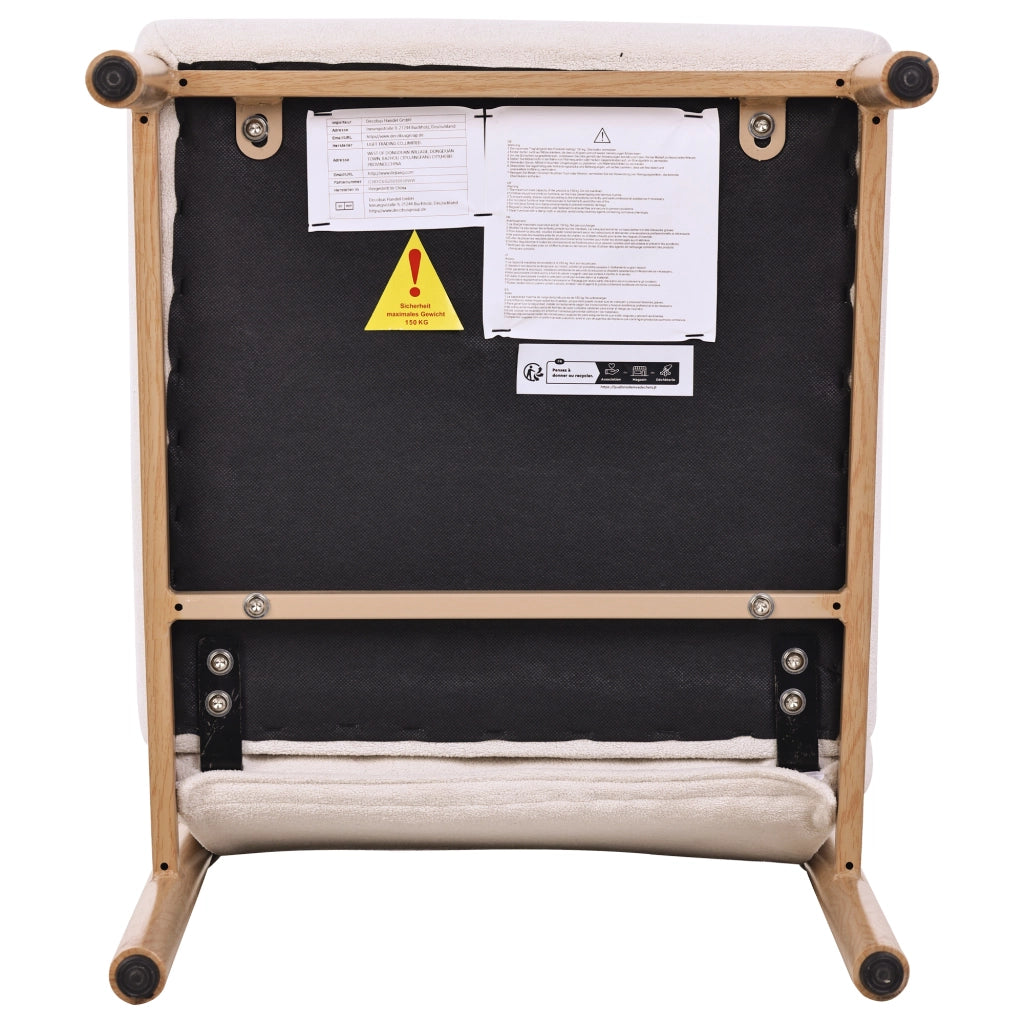 Sedie da pranzo 6 pezzi con seduta imbottita e schienale, struttura in metallo e rivestimento in sherpa beige