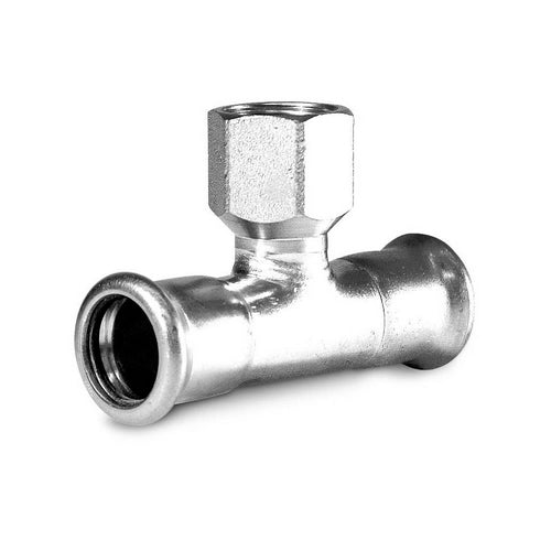 TI CON DERIVAZIONE FILETTO F A PRESSARE IN ACCIAIO CARBONIO- 1/2 x 42 x 42- ATUSA- pezzi 1