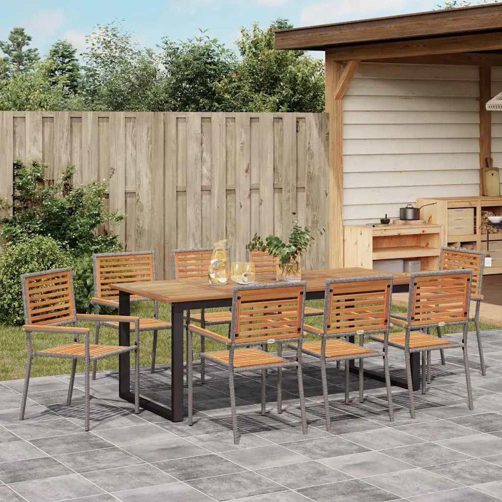 Set da Pranzo per Giardino 9 pcs Grigio