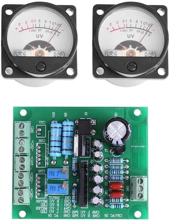 2 pezzi 500 μA VU Meter con 1 st AC 12 V driver Luce di retroilluminazione calda Pannello di registrazione Test Meter con Amplificatore di livello audio