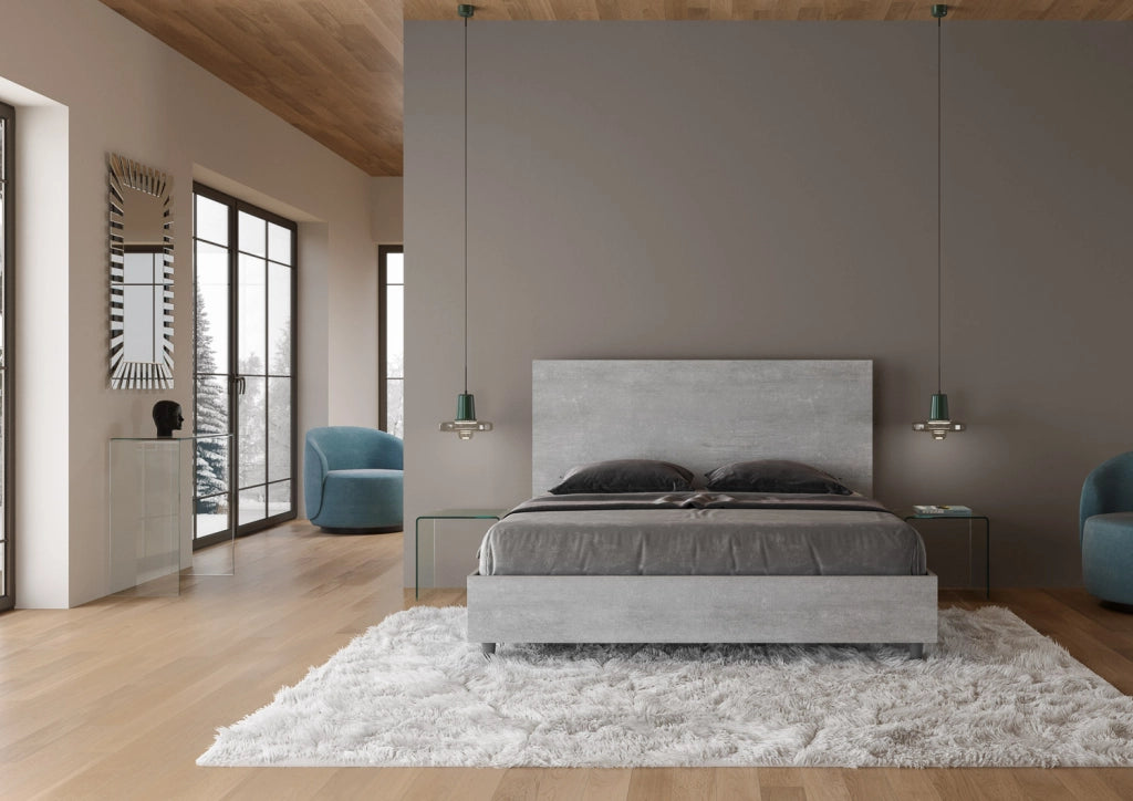 Letto Matrimoniale 160x200 cm Senza Rete Testata Dritta New Egos Cemento