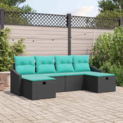Set Divano da Giardino con cuscino 6 pcs Nero Poly Rattan 3359325