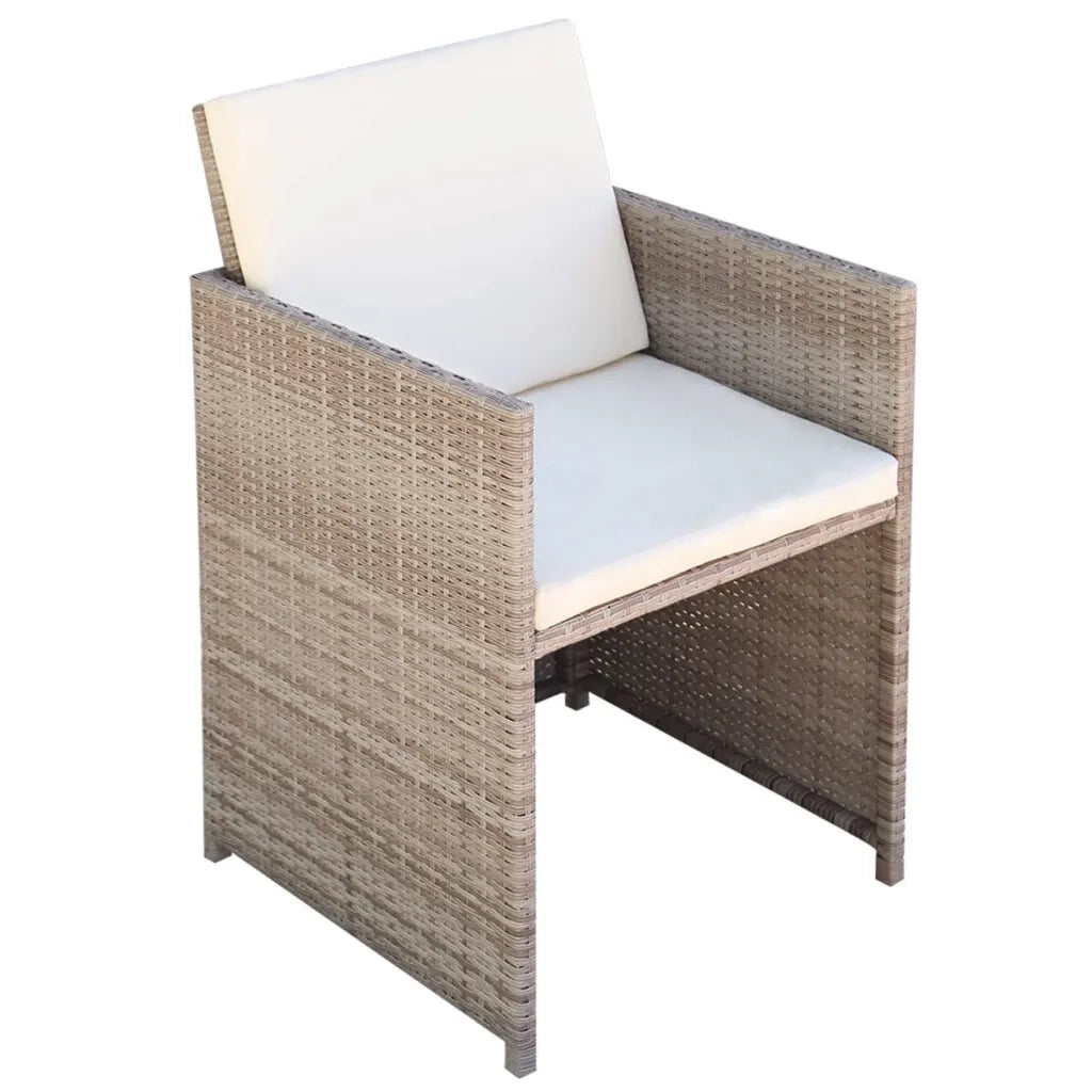 Set da Pranzo da Giardino 11 pz con Cuscini in Polyrattan Beige