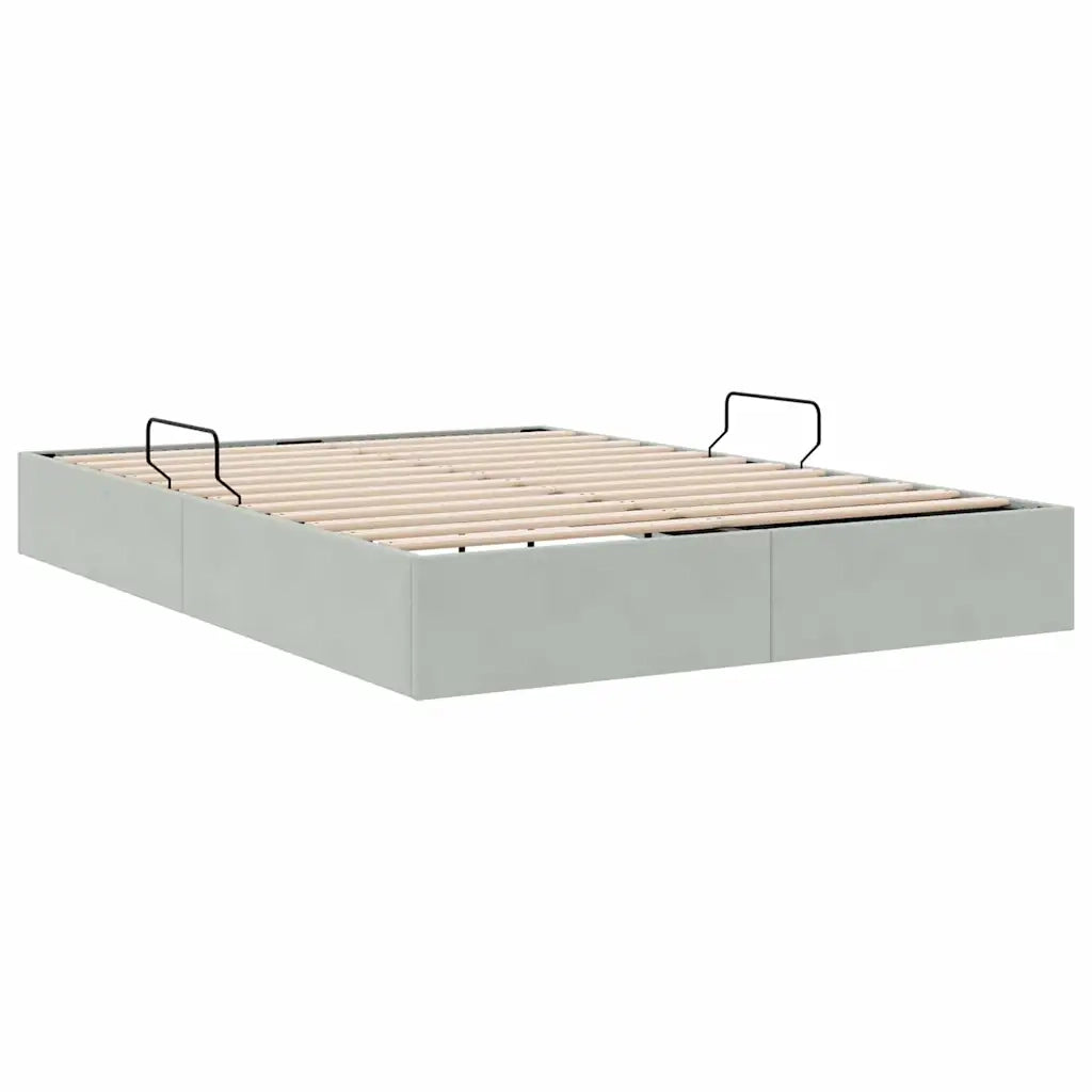 Letto con Contenitore Grigio Chiaro 153 x 203 cm Velluto 3370136