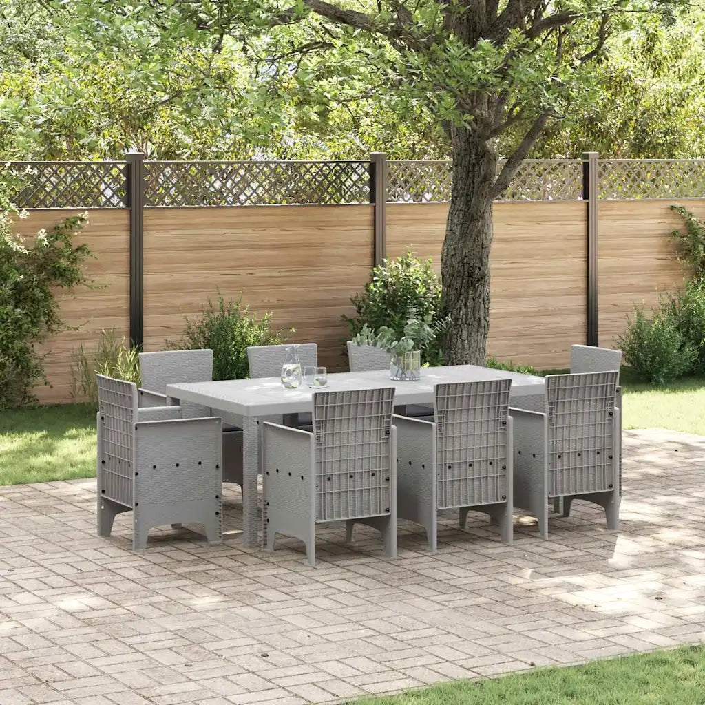 Set da Pranzo per Giardino 9 pcs Grigio chiaro Polipropilene