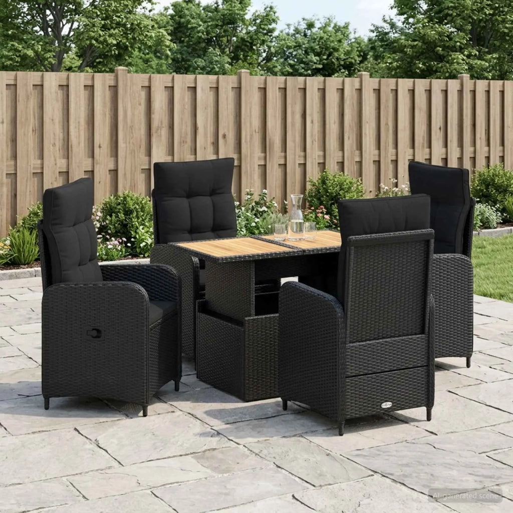 Set da pranzo per esterni 5 pz Nero 3422407
