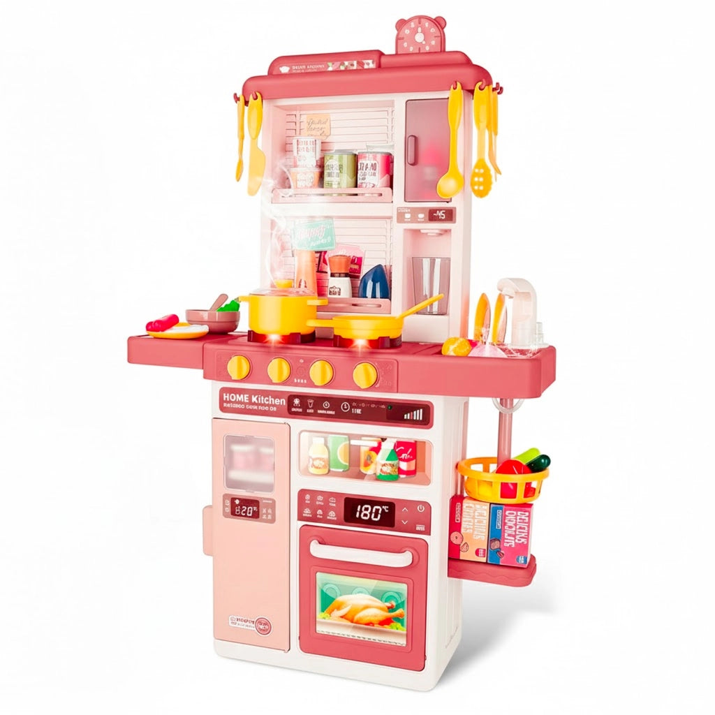 Cucina Giocattolo Per Bambini Con Fornelli Luci E Suoni Realistici 69 Accessori E Rubinetto Con Sistema Di Riciclo Dell Acqua Dai 3 5 Anni Rossa