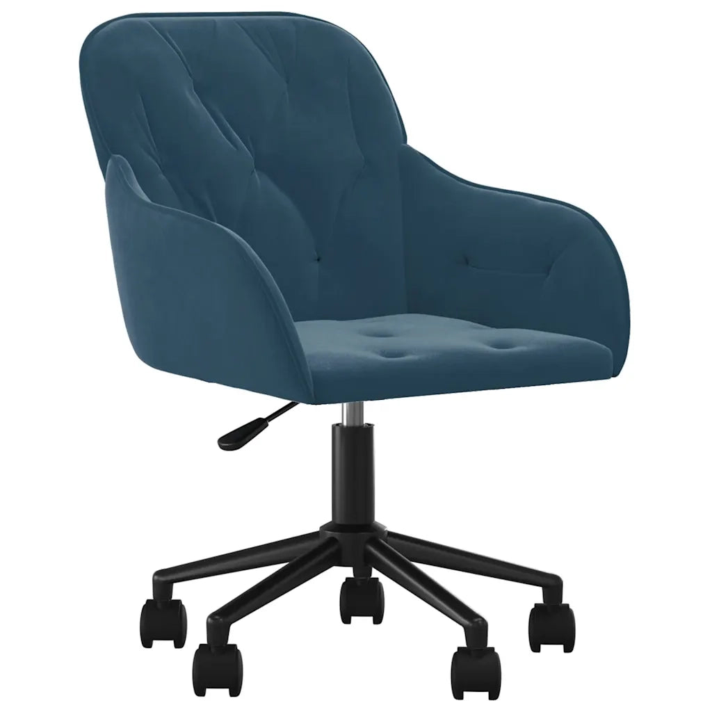 Sedia Girevole da Ufficio Blu in Velluto