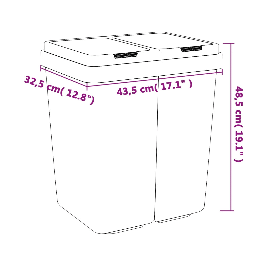 Cestino Doppio Antracite 2x25 L CFW2429643