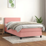 Giroletto a Molle con Materasso-Struttura Letto Rosa 80x200 cm in Velluto 282130