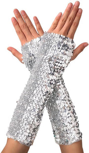 Maniche glitterate lunghe senza dita - Pailletten - Accessori di scena - Cosplay/Halloween - Maniche confortevoli con tessuto intrecciato