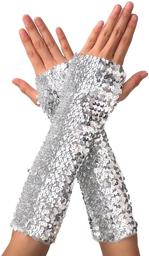 Maniche glitterate lunghe senza dita - Pailletten - Accessori di scena - Cosplay/Halloween - Maniche confortevoli con tessuto intrecciato