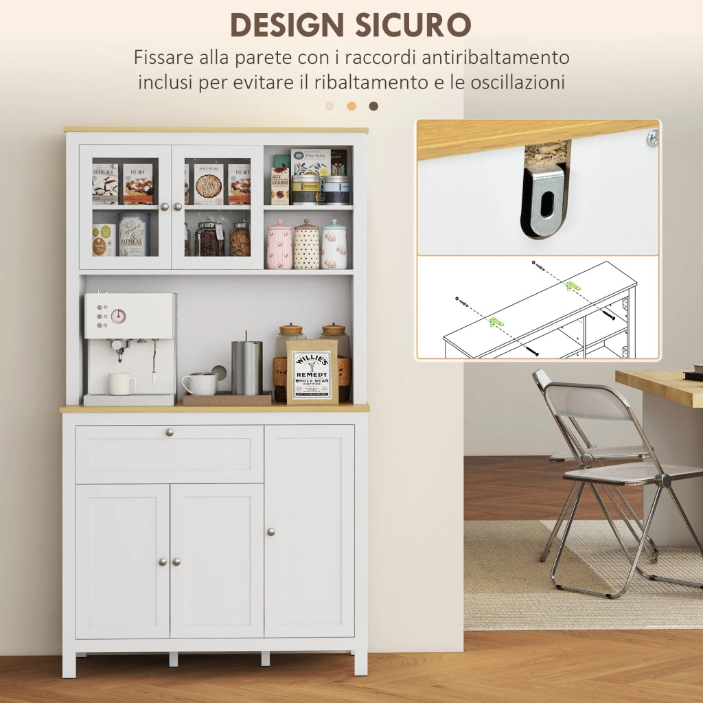 Armadio Cucina con Cassetti e Scaffali Regolabili ¨C Minimal ¨C Bianco 100x40x180 cm