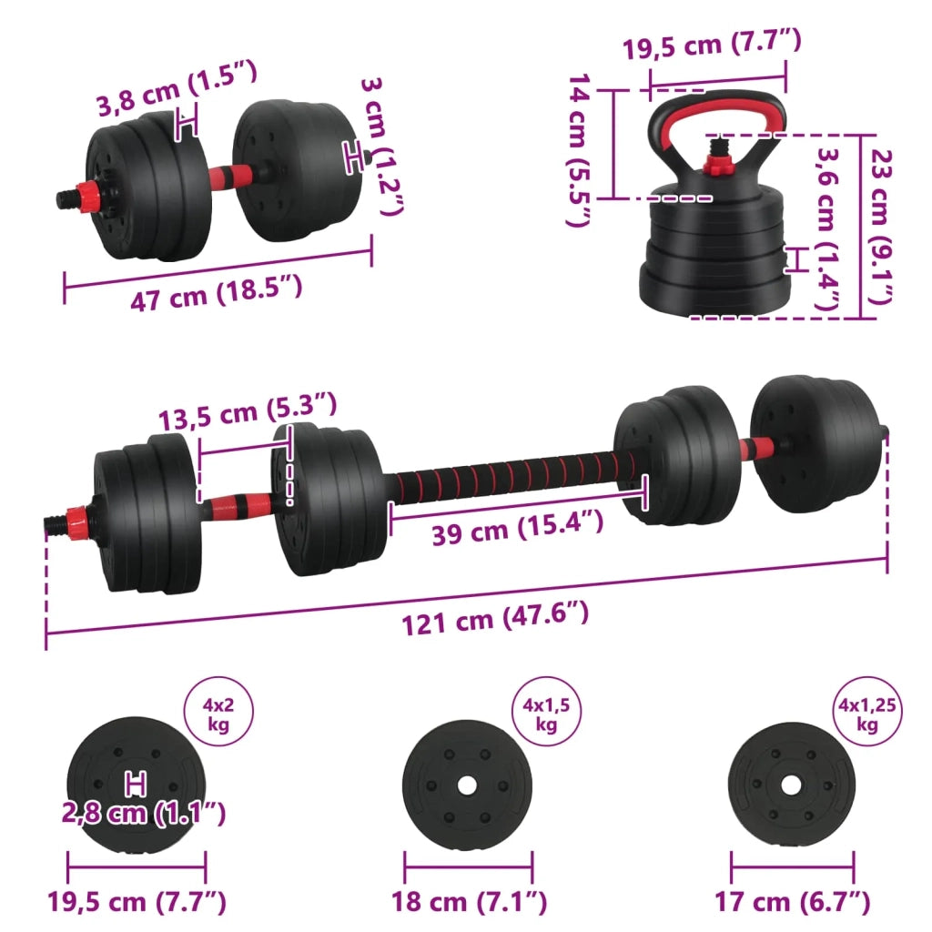 Set di manubri 4-in-1 20 kg Nero e Rosso 42023467