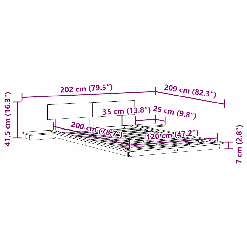 Letto matrimoniale | Letto per adulti | Struttura del letto Bianco 120 x 200 cm legno