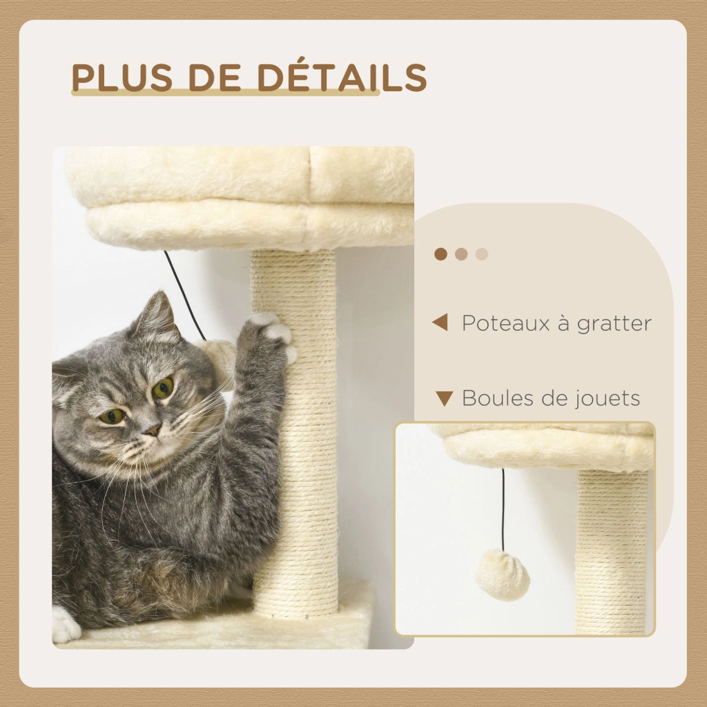 Albero per gatti con piattaforme e nicchie ¨C Minimal ¨C Beige 171 cm