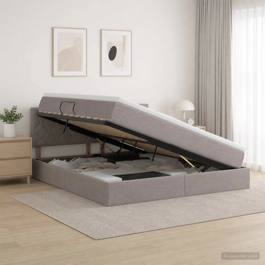 Letto con contenitore e materasso Tortora 180 x 200 cm Velluto 3458703