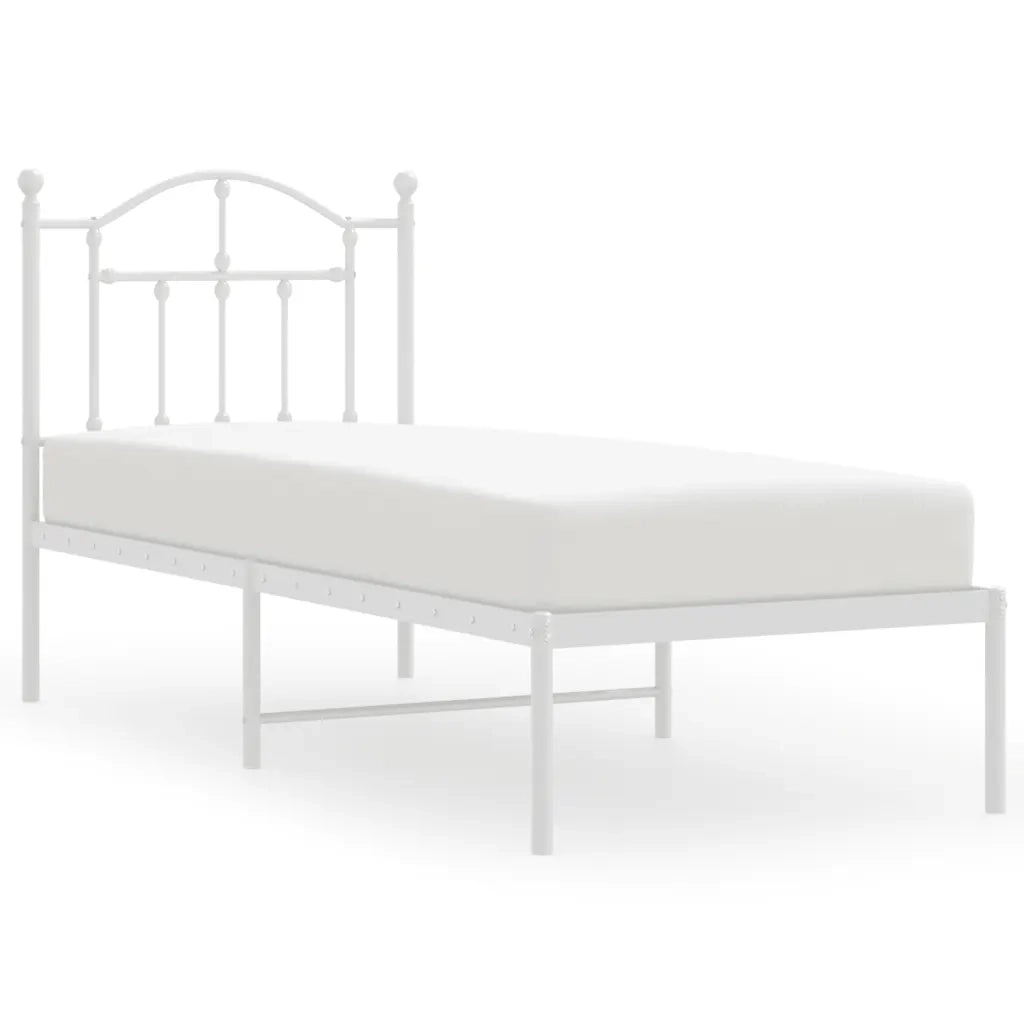 Giroletto senza Materasso con Testiera-Struttura Letto Metallo Bianco 75x190 cm 108188