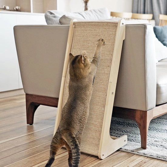 Sostegno per gatti a forma L con superficie in sisal, protezione per mobili contro il muro con erba per gatti (grande formato)