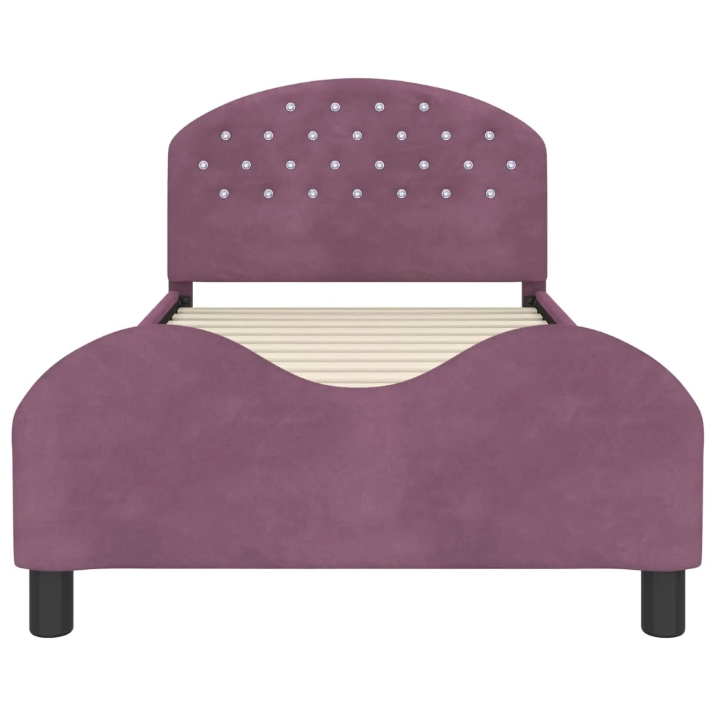 Struttura letto bambini con testata Viola 90 x 190 cm Velluto 42011124