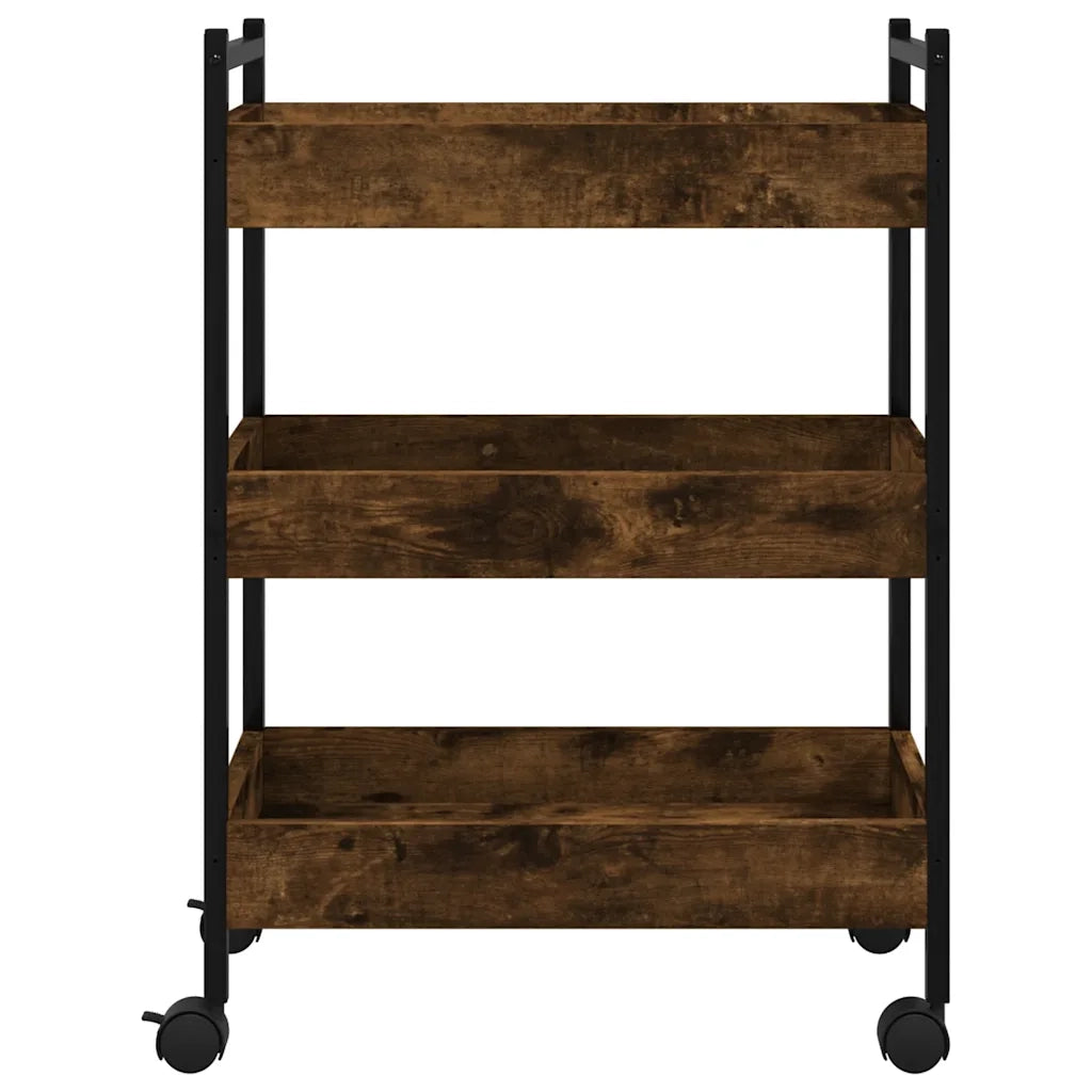 Carrello da Cucina-Scaffale per Cucina Rovere Fumo 50x30x70 cm in Legno Multistrato
