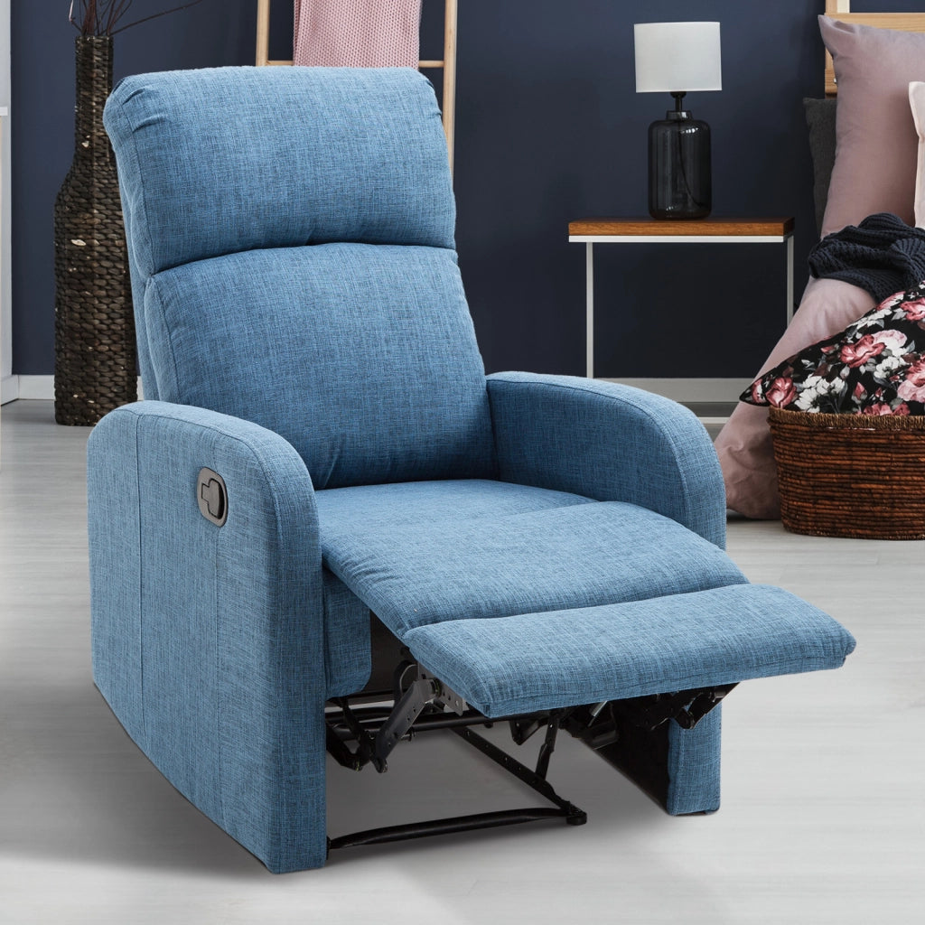 Poltrona Relax Reclinabile Manuale con Poggiapiedi ¨C Zephmum ¨C Tessuto Blu 67x83x107cm