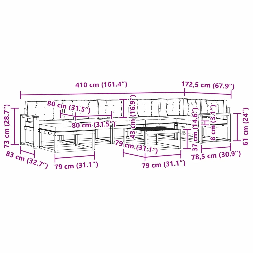 Set di divani da esterno 8 pcs Bianco e Antracite 3386801