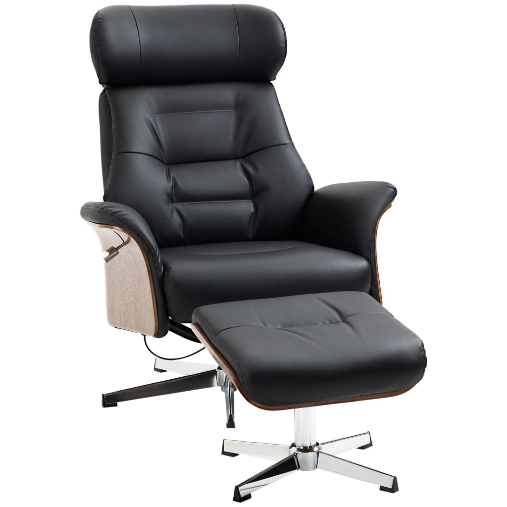Poltrona Relax Reclinabile con Poggiapiedi ¨C Minimal ¨C Nero 80x84x108cm