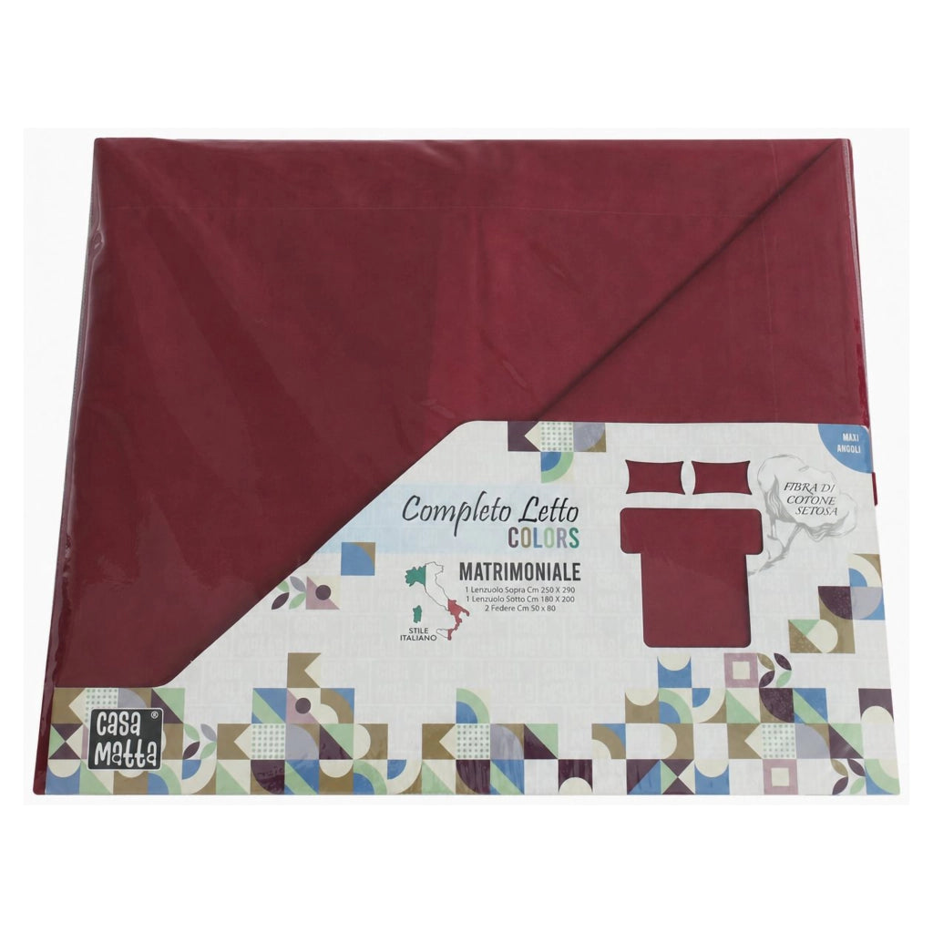 Sarenina, set Completo Letto Piazza e Mezza in Policotone, Rosso