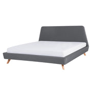 Letto rivestimento in tessuto grigio Gambe in legno chiaro 180 x 200 cm Retro