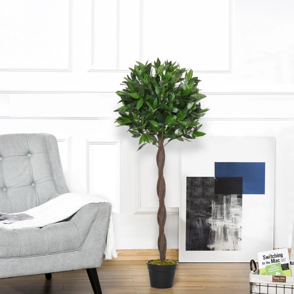 EasyComfort Set di 2 Alberi di Alloro in Vaso, Piante Finte in Plastica Altezza 120cm per Interni
