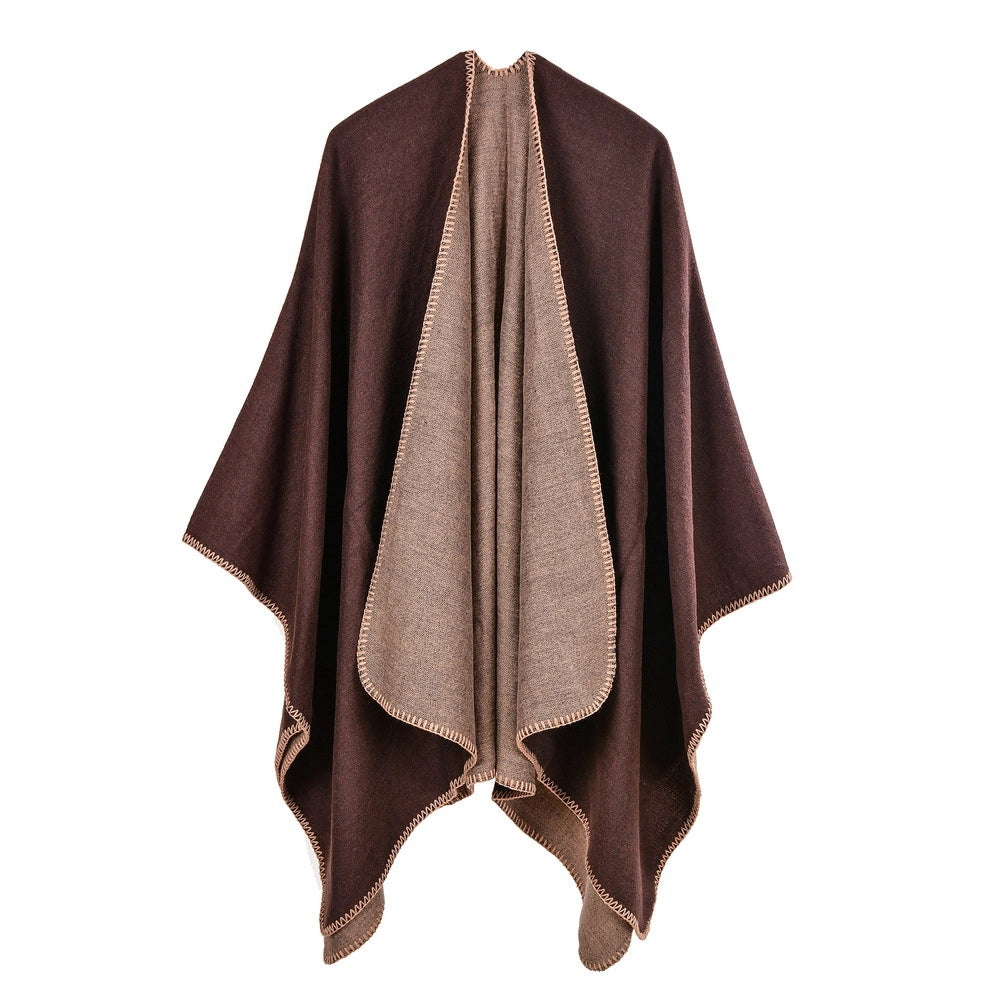 Nuovo modello di scialle caldo con orlo a spacco, mantella, cardigan in cashmere da donna, sciarpa