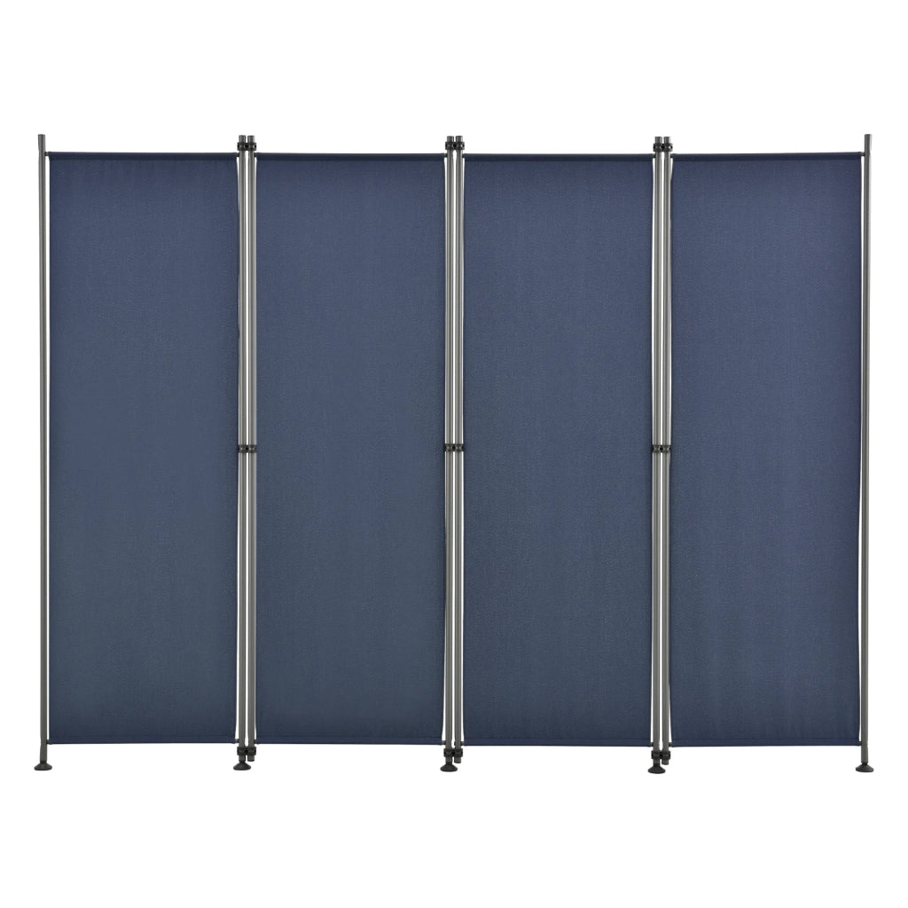 Schermo divisorio in poliestere a 4 pannelli 215 x 170 cm blu scuro 03_0006551