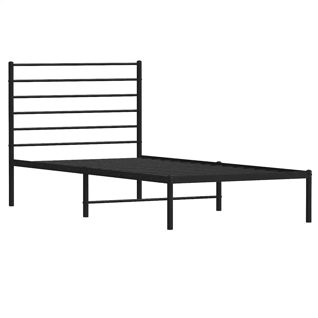 Letto singolo | Letto per adulti | Giroletto con Testiera in Metallo Nero 107x203 cm